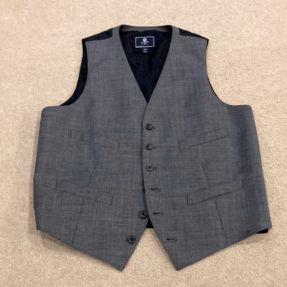 J. Crew Factory Thompson Wool Waistcoat Vest Dark Gray/Charcoal Mens Size Medium